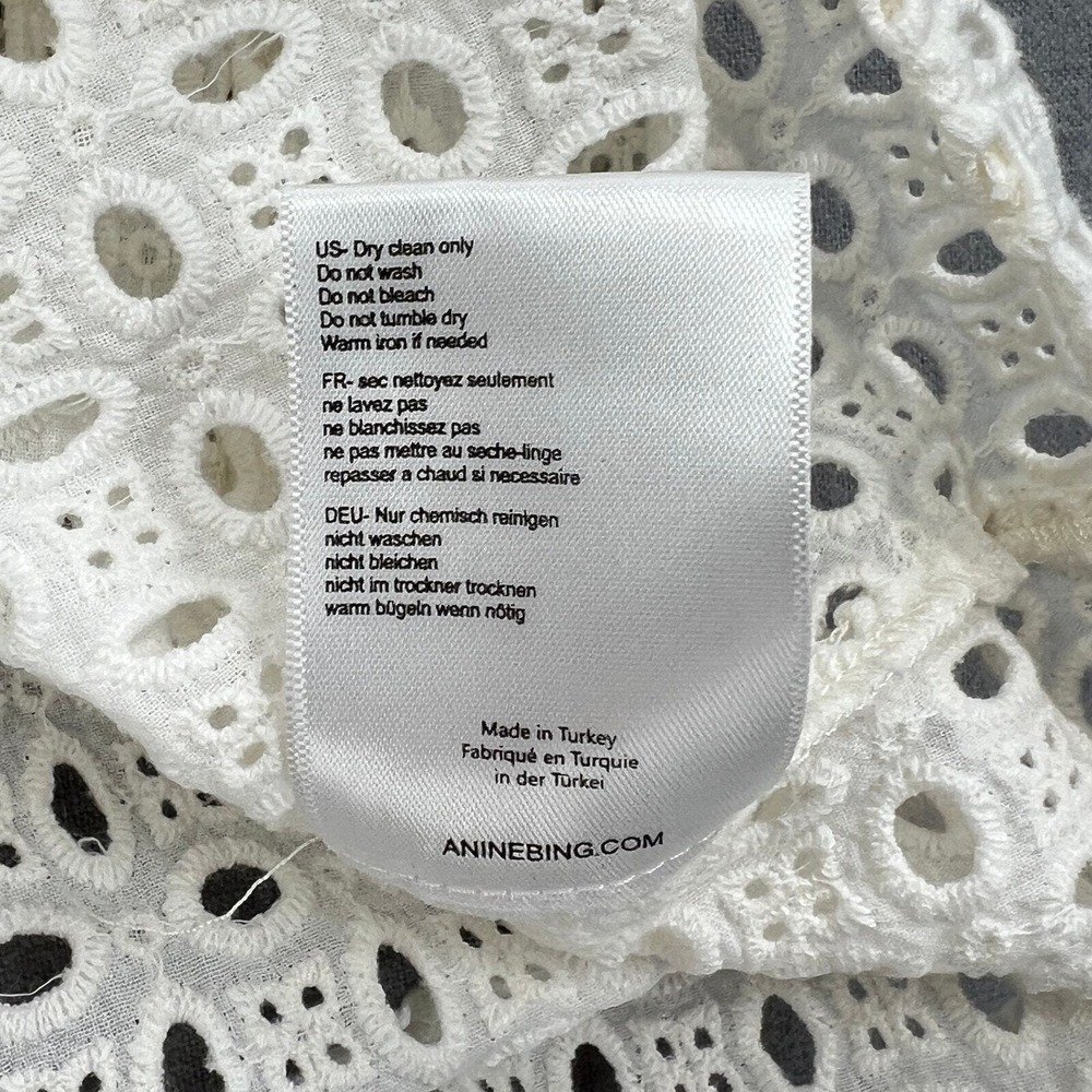 ANINE BING Top Women XS Cream White Eyelet Ruffle Sleeveless Boho Embroidered - Picture 14 of 16